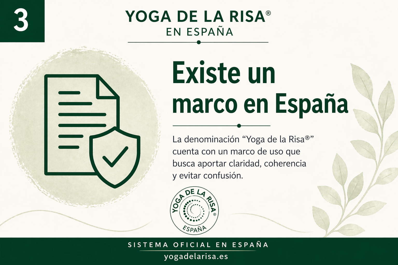 Card institucional sobre el marco de uso del Yoga de la Risa en España