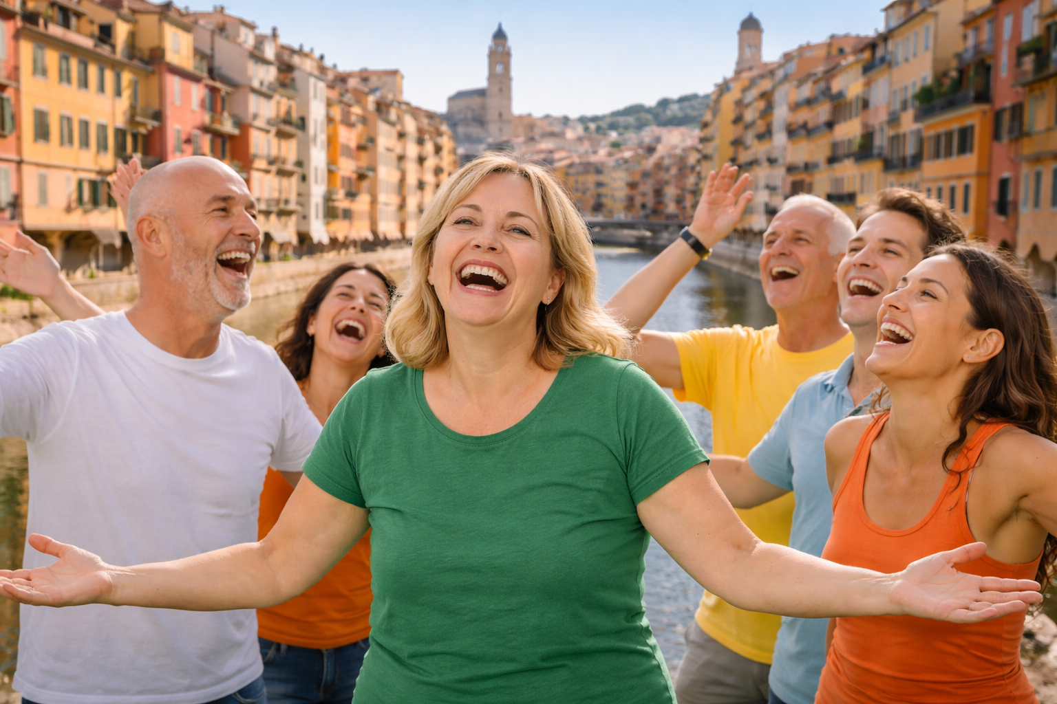 Sesion de Yoga de la Risa&reg; en Gerona en un entorno grupal
